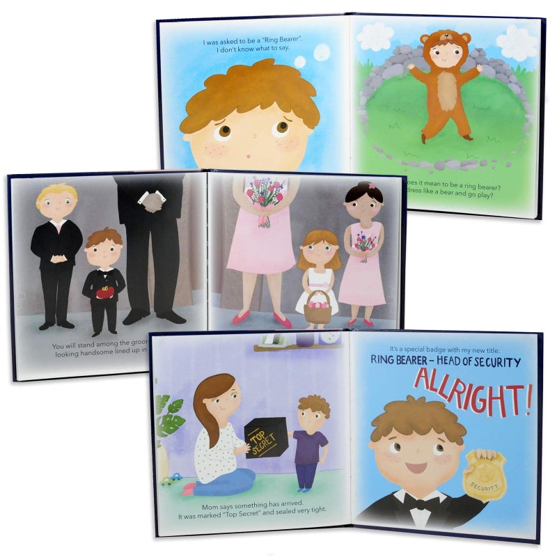 Tickle & Main Ring Bearer Proposal Gift Set - Youth S/M, Ages 4 & Up, Black Polyester - Includes Storybook, Leather Badge & Security Briefcase - Kids Ring Bearer Gifts - Image 2